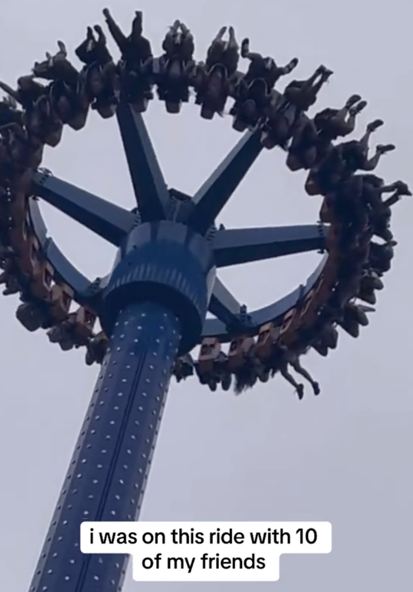 people on an amusement park ride